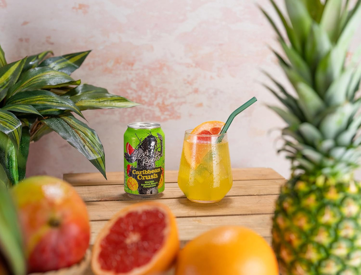 Levi Roots Caribbean Crush – Sparkling Fruit Juice Drink – Grapefruit, Mango & Pineapple – 24 x 330ml Cans – Vegetarian – Tropical Flavour – Party & Vending Pack