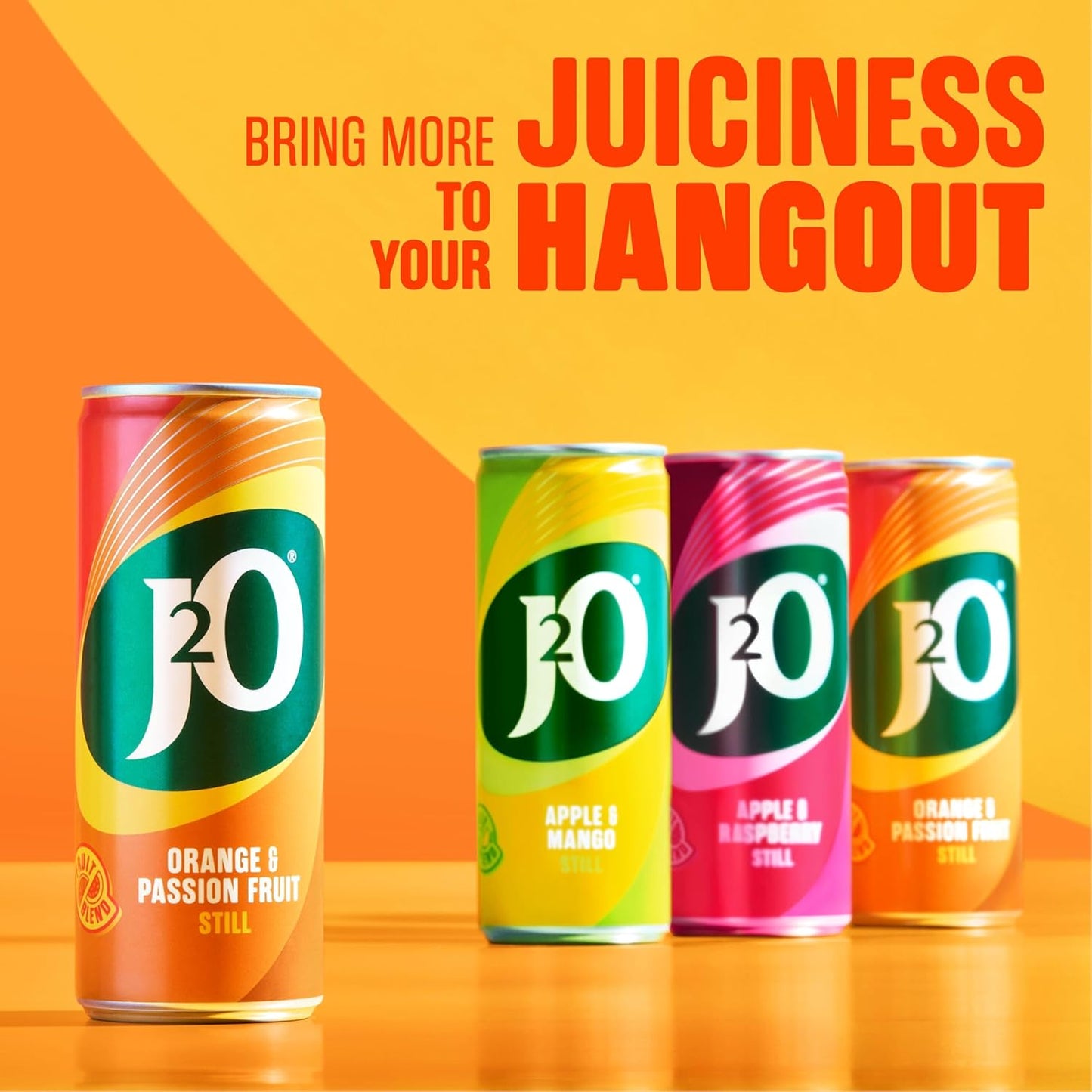J2O Fruit Juice, Orange and Passion Fruit, 250ml Cans (Pack of 12)