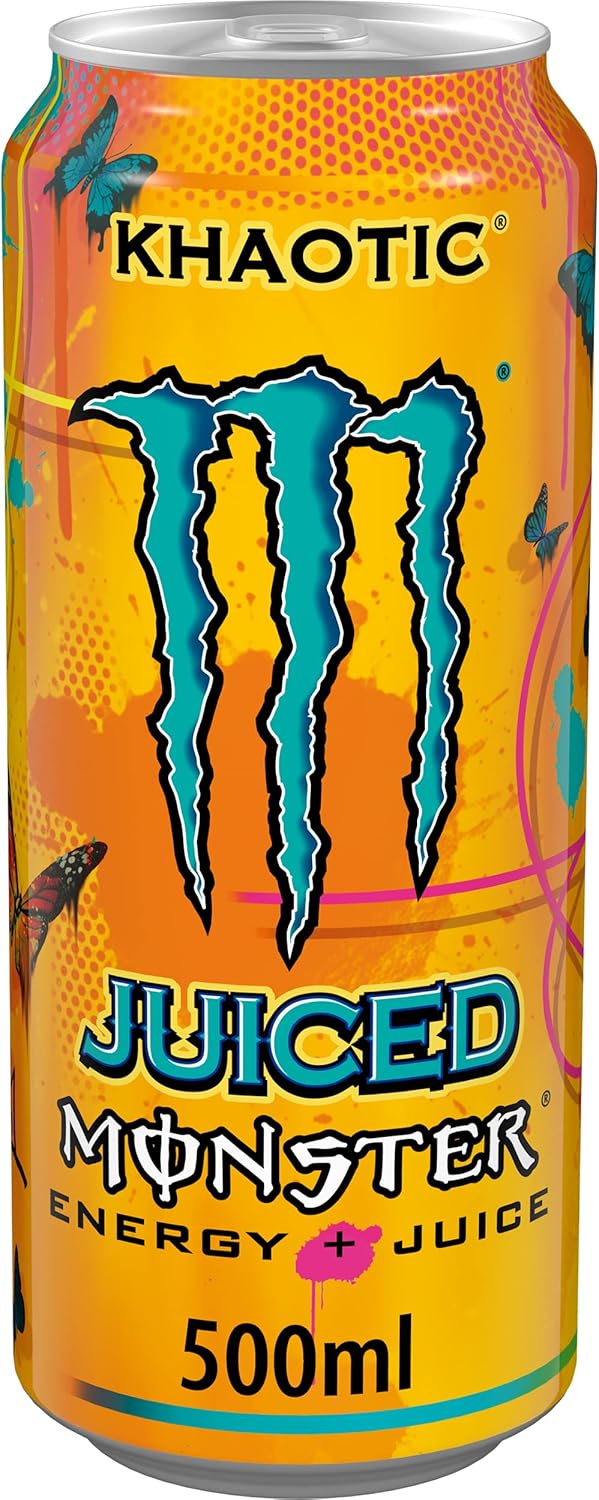 Monster Energy Juiced Khaotic - Caffeine Energy Drink with Tropical Citrus Flavour - in Practical Disposable Cans (12 x 500 ml)