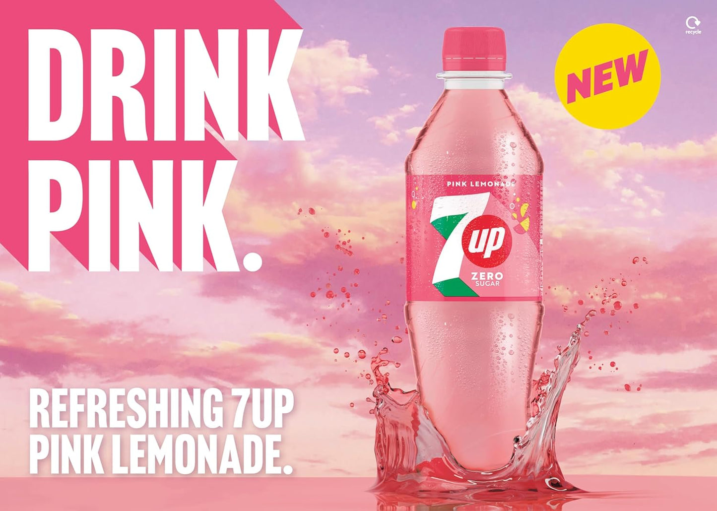7UP Zero Pink Lemonade, 500ml Bottle (Pack of 24)