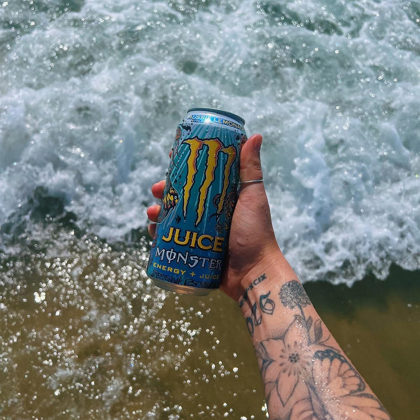Monster Energy Juiced Aussie Style Lemonade - Caffeinated Energy Drink with Refreshing Citrus Flavour - in Practical Disposable Tins (12 x 500 ml)