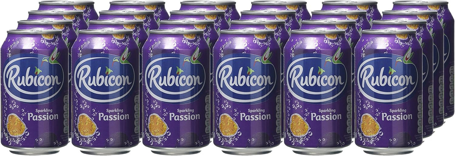 Rubicon Sparkling Passion Fruit Juice Drink 330 ml x 8 (Pack of 3, Total 24 Cans)