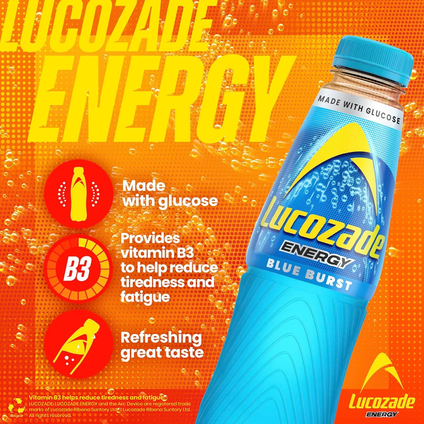 Lucozade Energy Blue Burst 500ml (Pack of 12)