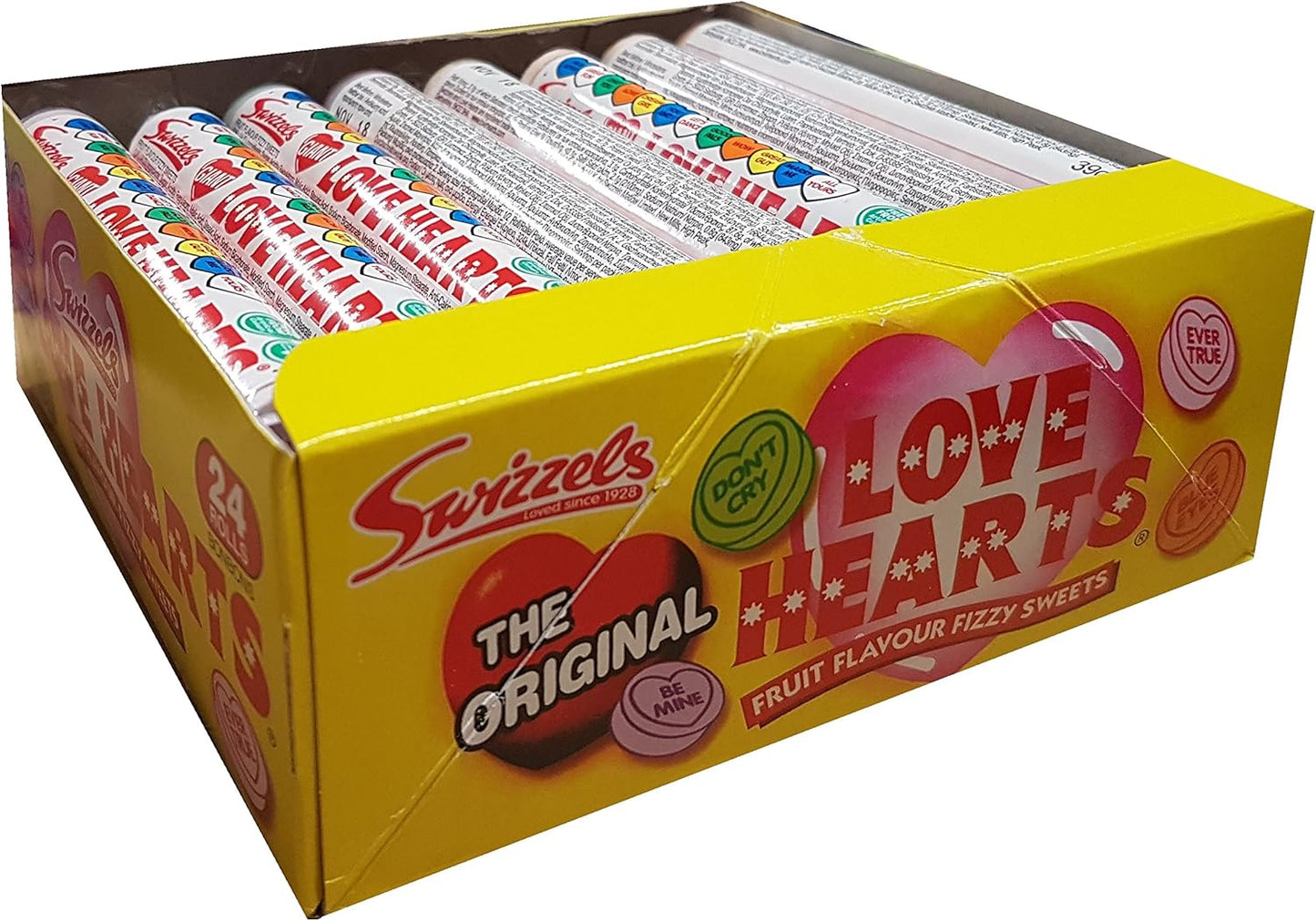 Love Hearts - Giant Fizzy Sweets - Swizzels Matlow Candy 39g (Pack of 24)