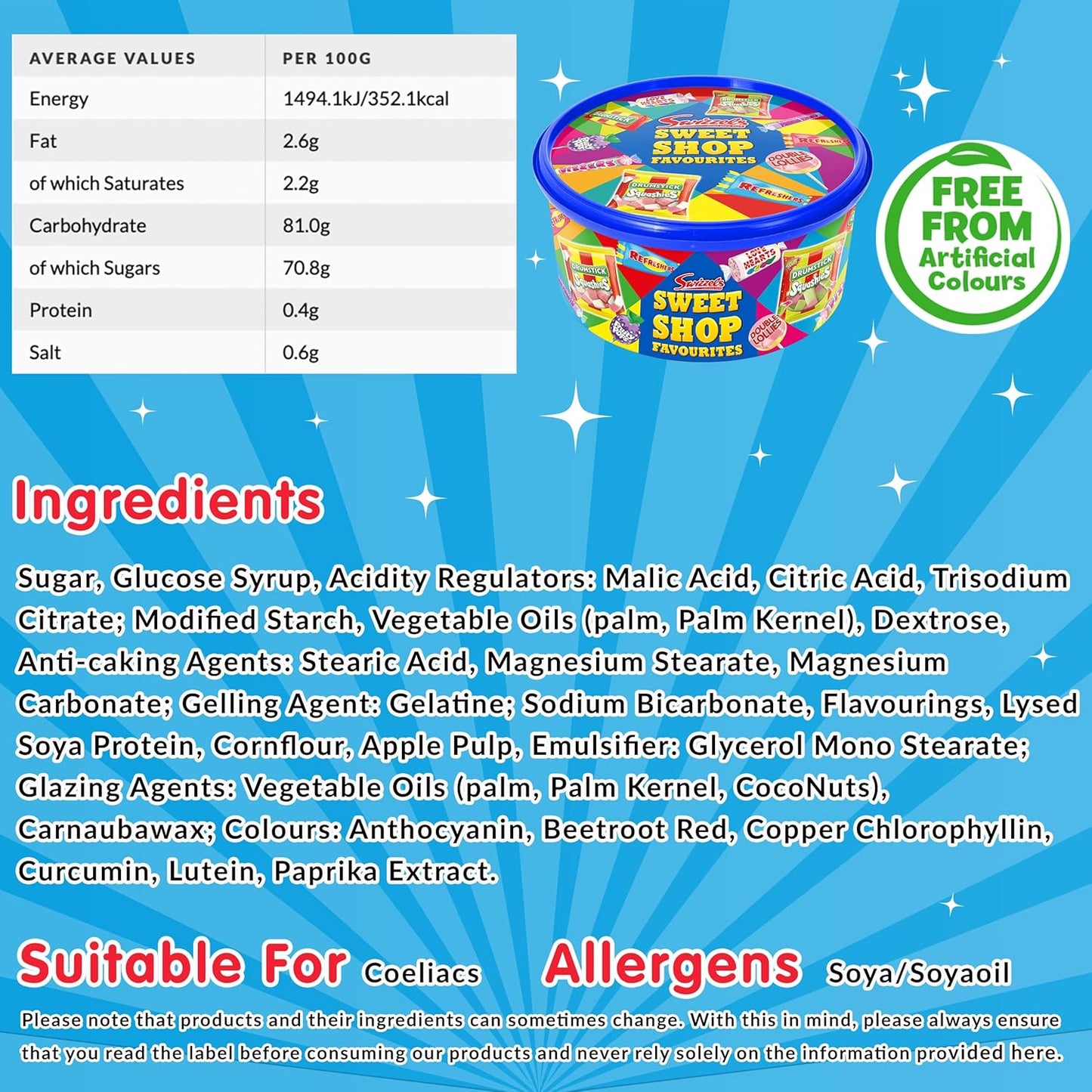 Swizzels Sweet Shop Favourites Tub 650g, White