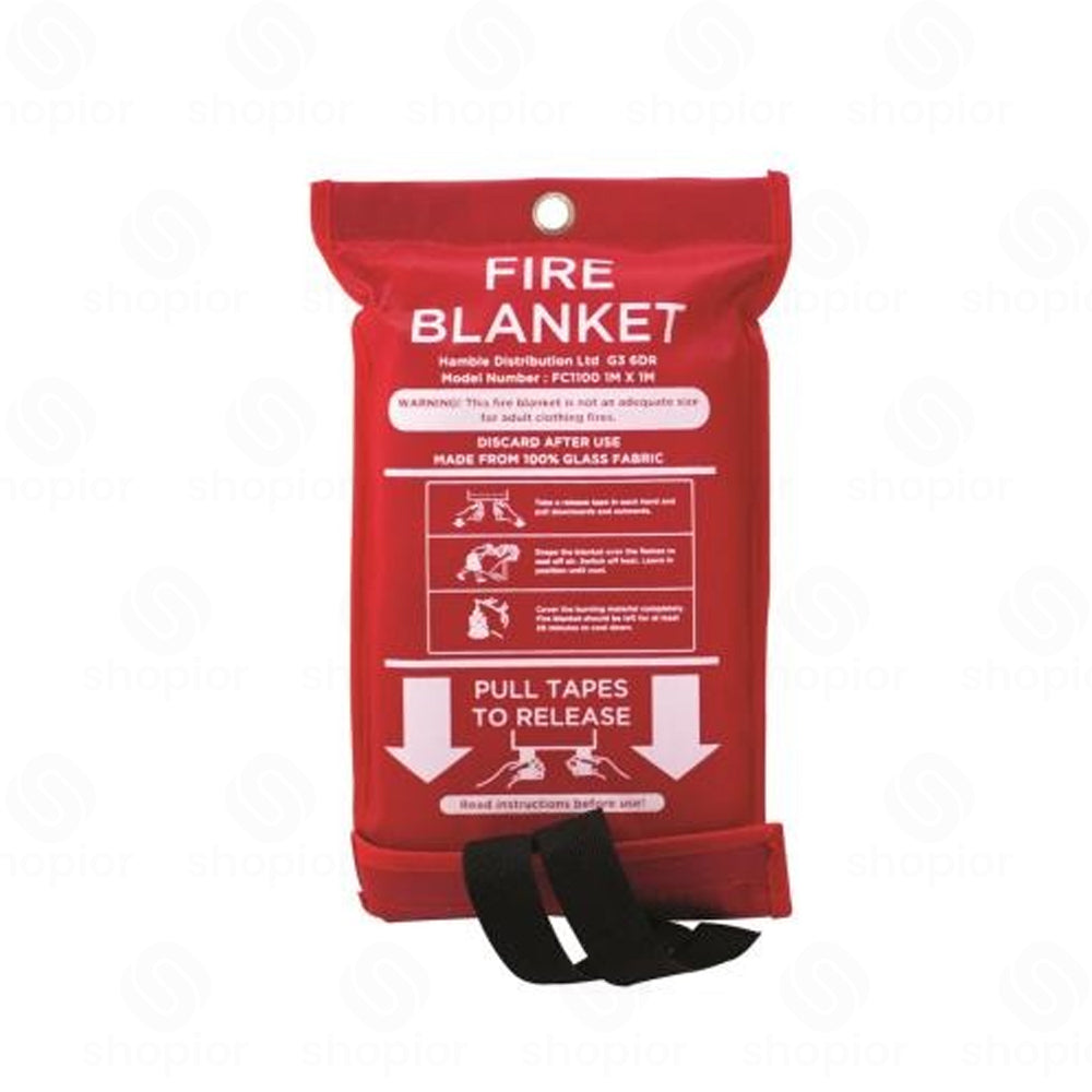 1m x 1m Emergency Fire Blanket | Kitchen & Home Fire Safety Large Blanket | Fiberglass Wall Mount Case