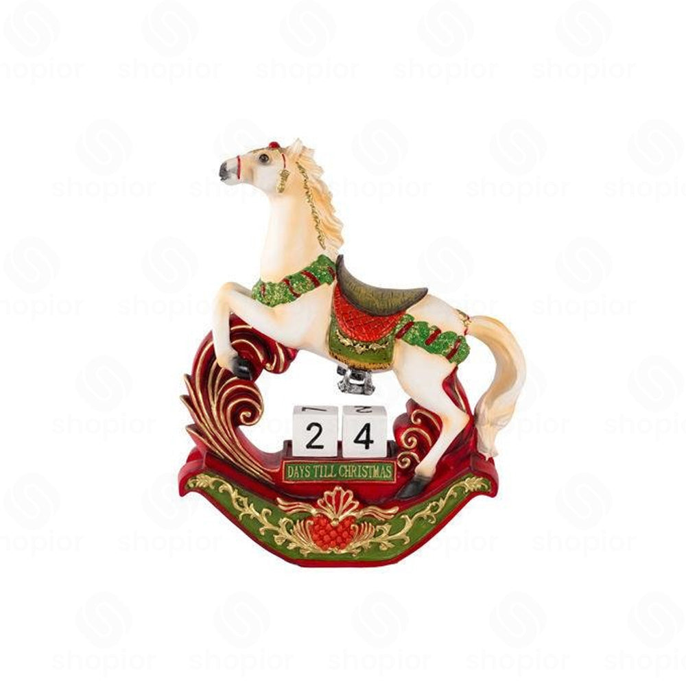 Days Till Christmas Rocking Horse Countdown Calendar | Vintage Advent Block Decoration