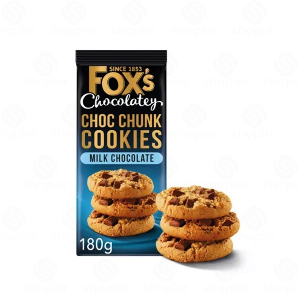 Fox's Chocolatey Choc Chunk Milk Chocolate Cookies 180g x 8 | Chocolate Snacks