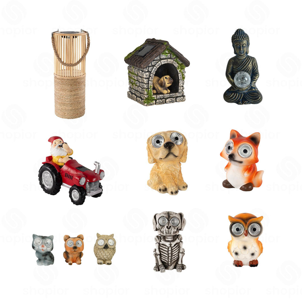 Solar Garden Ornaments Outdoor Decor | Waterproof LED Solar Garden Statues, Animal Buddha, Gnome