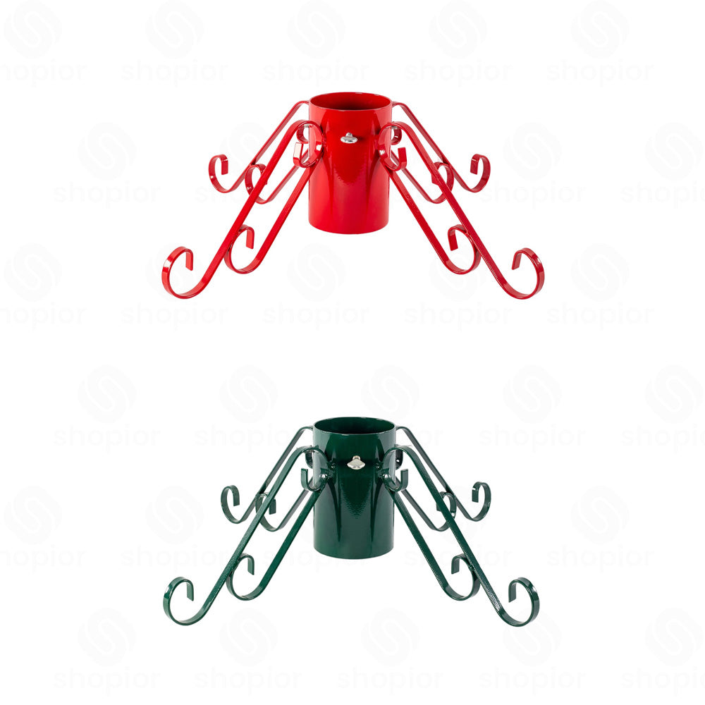 Heavy Duty Metal Christmas Tree Stand | 4-Leg Real Xmas Tree Holder Base | Red & Green