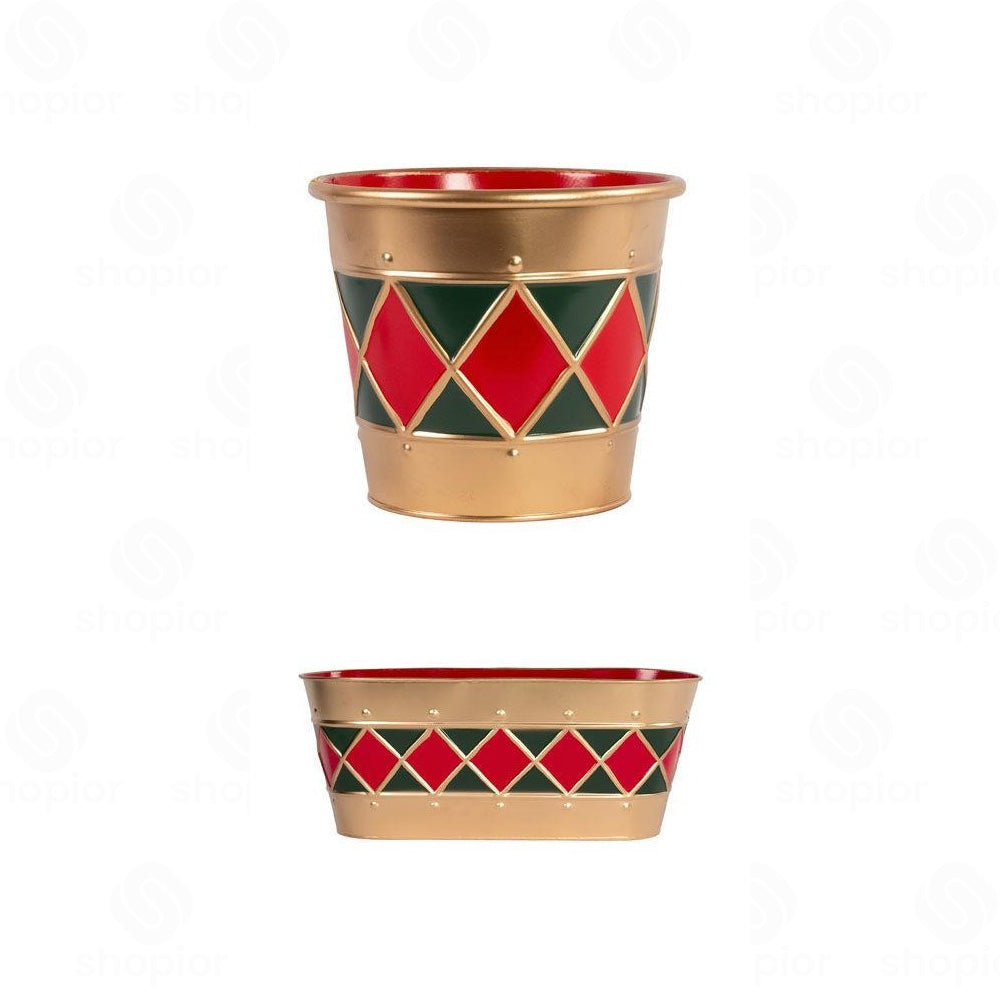 Jester Metal Christmas Planter Collection | Festive Tin Pail & Trough Flower Pots