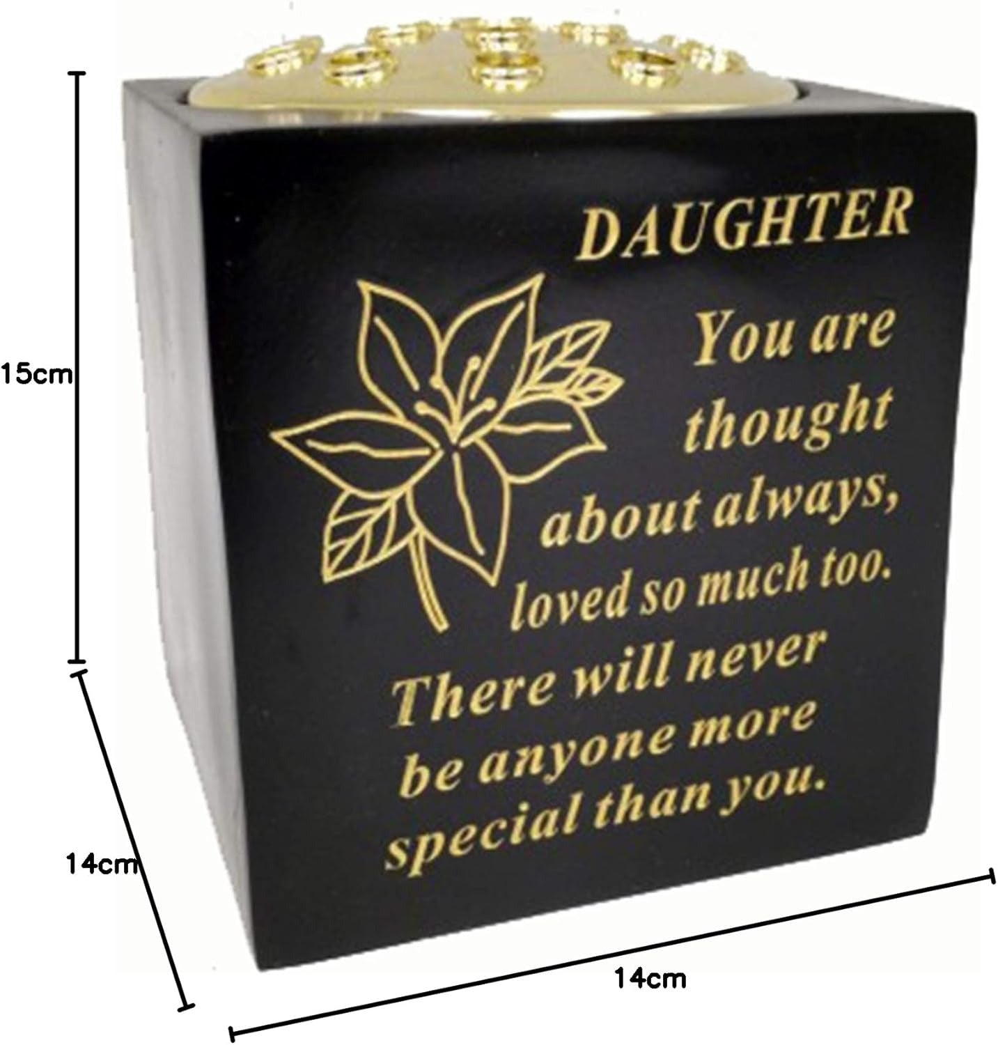 David Fischhoff Memorial Black Rose Bowl with Gold Wording Graveside Flower Vase (Black & Gold - Lily, Son)