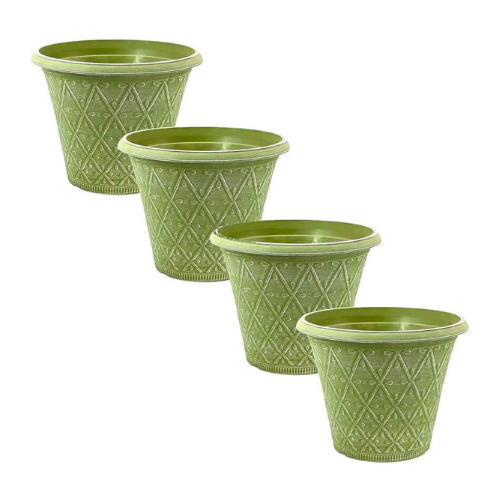 shopior Plastic Prisma Planters | Festive Garden Planting Pot 9L – Round Garden Plant Pots with Drainage Holes | Weatherproof Decorative Patio Flower Pot - (30cm - Purple, Pack 1)