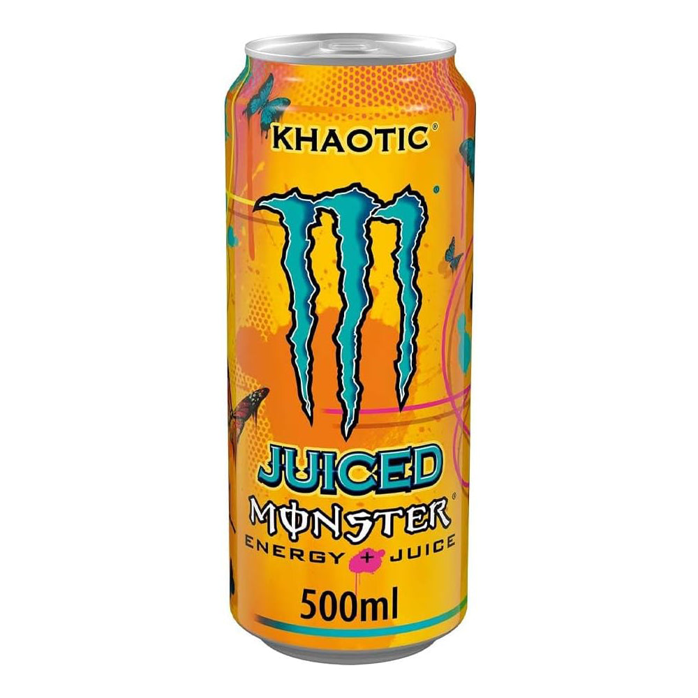 Monster Energy Drink Flavours | Juiced, Zero Sugar, Ultra, Monarch, Fiesta Mango, Strawberry Dreams, VR46, Punch | High Caffeine Sports Energy Drink | 500ml (Pack 12, Khaotic)