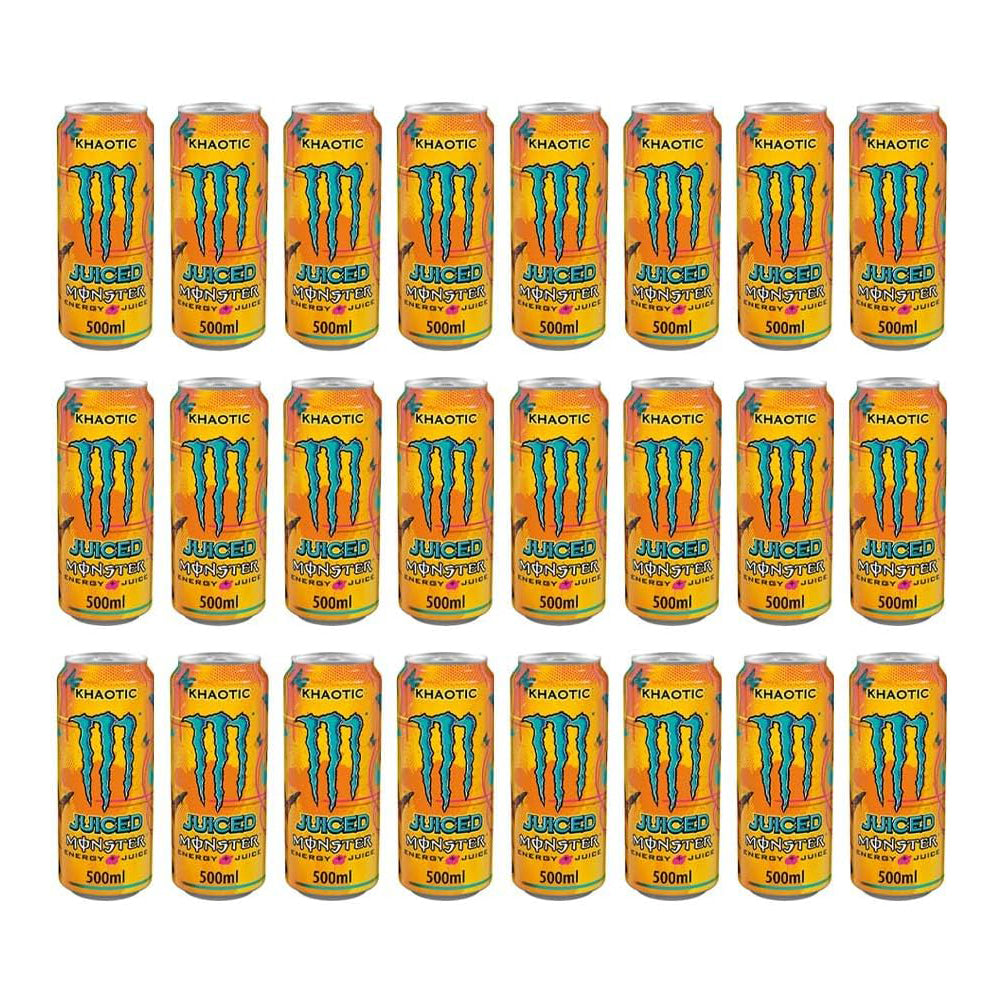 Monster Energy Drink Flavours | Juiced, Zero Sugar, Ultra, Monarch, Fiesta Mango, Strawberry Dreams, VR46, Punch | High Caffeine Sports Energy Drink | 500ml (Pack 12, Khaotic)