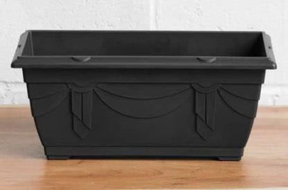 6 x Small Plastic Venetian Window Box Trough Planter Plant Pot 40cm Black Colour