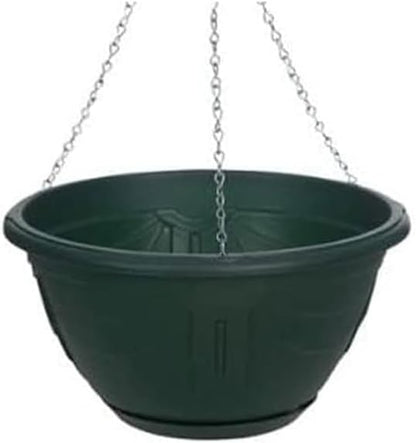 Flower and Herb Plastic Hanging Basket | Plant Saucer for Indoor Outdoor | Wall Planters | Plant Pots for Succulents | Hanging Flower Pots for Garden, Balcony - 32cm (Black - Pack 1)