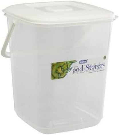 10L Durable Clear Plastic Food Storage Canister with Handle & Airtight Lid – Large Kitchen Container | Multipurpose for Flour, Rice, Cereal, Biscuits, Pet Food, Flour & Baking (Pack of 1)