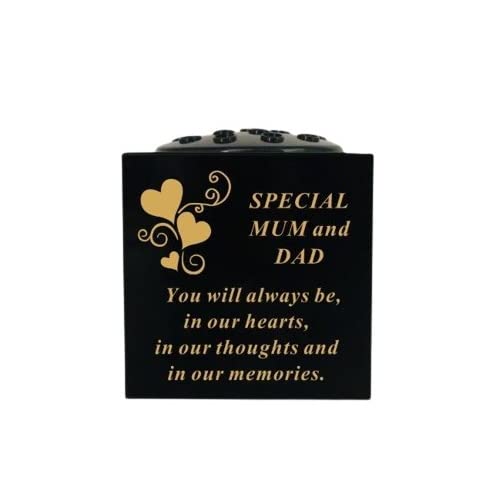 David Fischhoff Graveside Memorial Black & Gold Rose Bowl with Hearts - Special Mum and Dad