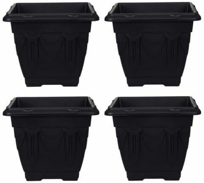 Whitefurze Indoor/Outdoor Square Venetian Planter 38cm Black (Pack of 4)