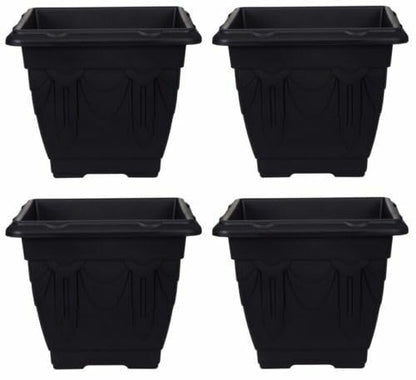 Whitefurze Indoor/Outdoor Square Venetian Planter 38cm Black (Pack of 4)
