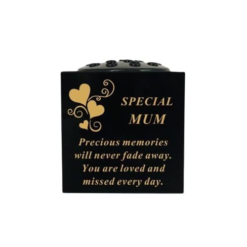 David Fischhoff Graveside Memorial Black & Gold Rose Bowl with Hearts - Special Mum