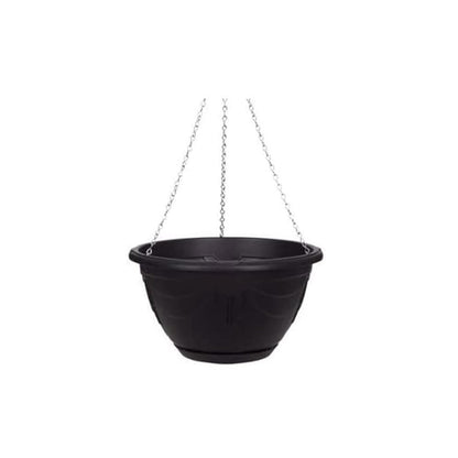 Flower and Herb Plastic Hanging Basket | Plant Saucer for Indoor Outdoor | Wall Planters | Plant Pots for Succulents | Hanging Flower Pots for Garden, Balcony - 32cm (Black - Pack 1)