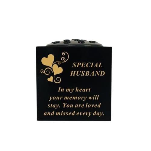 David Fischhoff Graveside Memorial Black & Gold Rose Bowl with Hearts - Special Husband