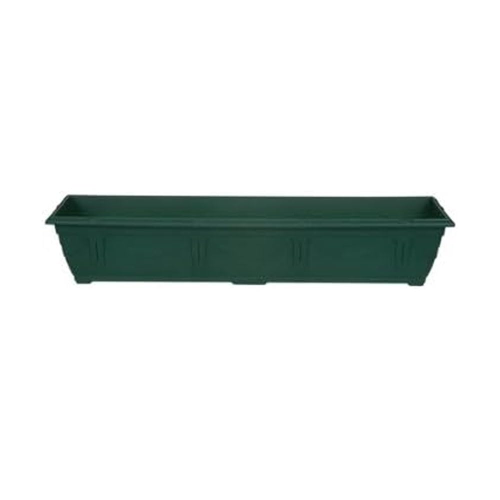 shopior Rectangle Plastic Outdoor Planters | Window Flower Box | Long Plastic Planter Box | Plastic Window Planters | Large 90 cm Planting Trough for Windows | Durable Plastic Flower Box (1, Green)