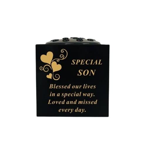 David Fischhoff Graveside Memorial Black & Gold Rose Bowl with Hearts - Special Son