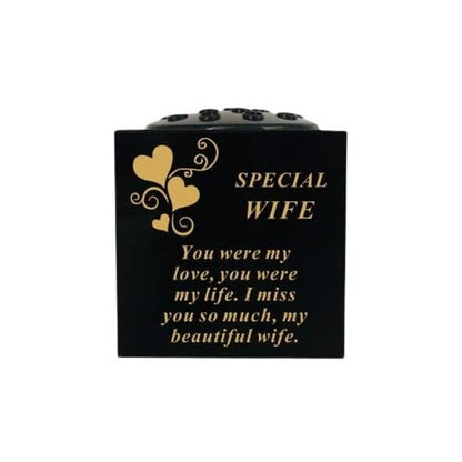 David Fischhoff Graveside Memorial Black & Gold Rose Bowl with Hearts - Special Wife