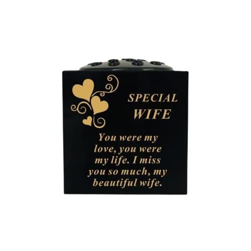 David Fischhoff Graveside Memorial Black & Gold Rose Bowl with Hearts - Special Wife