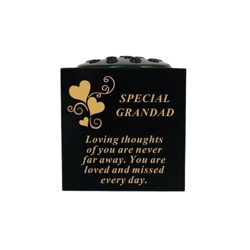 David Fischhoff Graveside Memorial Black & Gold Rose Bowl with Hearts - Special Grandad