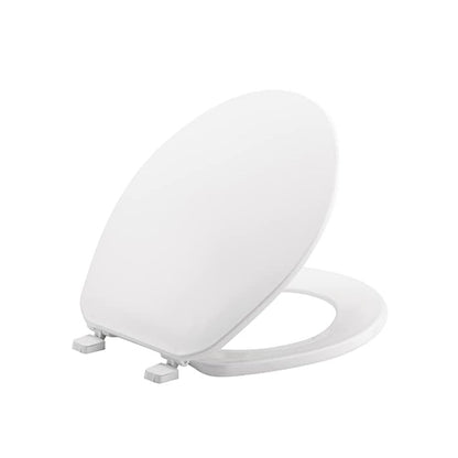 Soft Close Loo Seat Universal Fit | Heavy Duty Plastic Toilet Seat with Quiet Closing & Adjustable Hinges – White Toilet Seat with Fixings - 46 × 34cm