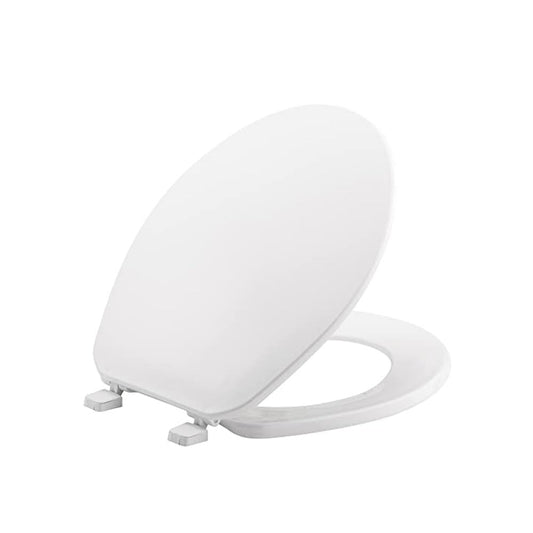 Soft Close Loo Seat Universal Fit | Heavy Duty Plastic Toilet Seat with Quiet Closing & Adjustable Hinges – White Toilet Seat with Fixings - 46 × 34cm