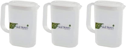 Plastic Jug Pitcher Set | BPA Free and Durable Fridge Door Jug with Lid | Airtight Measuring Container for Water, Milk, Juices & More | Simple Plastic Measuring Jug | 1.5 litres (Pack of 2)