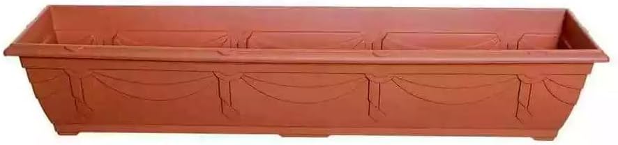 shopior Venetian Window Box Planter Pot– Durable Rectangle Plastic Outdoor Planters for Home & Garden | Planting Trough for Windows (Terracotta - Pack 6, 60cm - (Window Box))