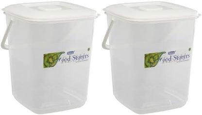 10L Durable Clear Plastic Food Storage Canister with Handle & Airtight Lid – Large Kitchen Container | Multipurpose for Flour, Rice, Cereal, Biscuits, Pet Food, Flour & Baking (Pack of 1)