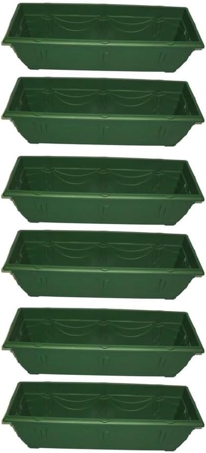 shopior Venetian Window Box Planter Pot– Durable Rectangle Plastic Outdoor Planters for Home & Garden | Planting Trough for Windows (Green - Pack 1, 40cm - (Window Box))