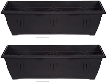 shopior Venetian Window Box Planter Pot– Durable Rectangle Plastic Outdoor Planters for Home & Garden | Planting Trough for Windows (Green - Pack 1, 40cm - (Window Box))