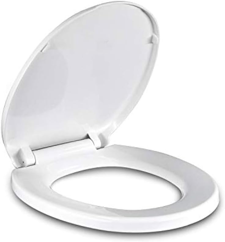 Soft Close Loo Seat Universal Fit | Heavy Duty Plastic Toilet Seat with Quiet Closing & Adjustable Hinges – White Toilet Seat with Fixings - 46 × 34cm