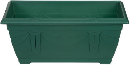 shopior Venetian Window Box Planter Pot– Durable Rectangle Plastic Outdoor Planters for Home & Garden | Planting Trough for Windows (Green - Pack 1, 40cm - (Window Box))