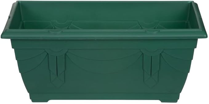 shopior Venetian Window Box Planter Pot– Durable Rectangle Plastic Outdoor Planters for Home & Garden | Planting Trough for Windows (Green - Pack 1, 40cm - (Window Box))