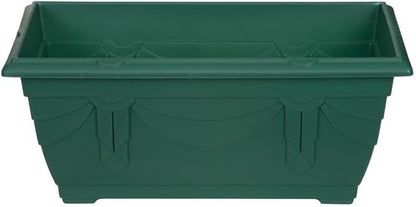 shopior Venetian Window Box Planter Pot– Durable Rectangle Plastic Outdoor Planters for Home & Garden | Planting Trough for Windows (Green - Pack 1, 40cm - (Window Box))