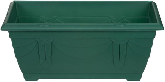 shopior Venetian Window Box Planter Pot– Durable Rectangle Plastic Outdoor Planters for Home & Garden | Planting Trough for Windows (Green - Pack 1, 40cm - (Window Box))