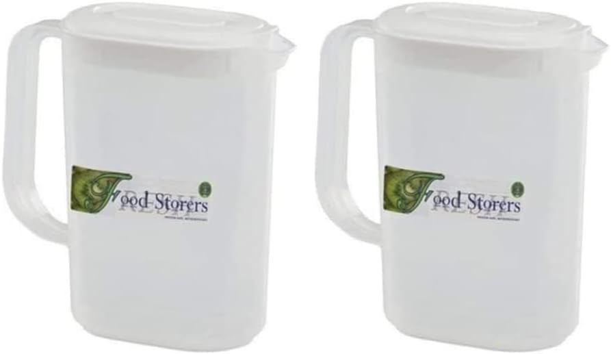 Plastic Jug Pitcher Set | BPA Free and Durable Fridge Door Jug with Lid | Airtight Measuring Container for Water, Milk, Juices & More | Simple Plastic Measuring Jug | 1.5 litres (Pack of 2)