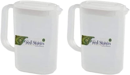 Plastic Jug Pitcher Set | BPA Free and Durable Fridge Door Jug with Lid | Airtight Measuring Container for Water, Milk, Juices & More | Simple Plastic Measuring Jug | 1.5 litres (Pack of 2)