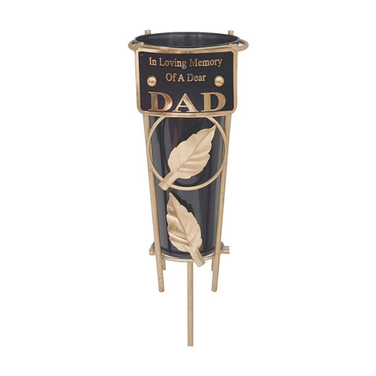 Grave Vases with Spike Grave Ornaments - Memorial Plaques/Black Vases Flower Holders with Personalised Quotes; Metal Spikes Grave Decorations in Loving Memory of your Loved Ones (Dad)