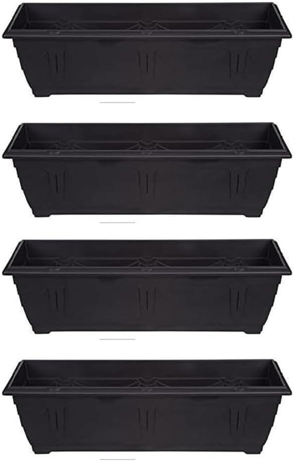 shopior Venetian Window Box Planter Pot– Durable Rectangle Plastic Outdoor Planters for Home & Garden | Planting Trough for Windows (Terracotta - Pack 6, 60cm - (Window Box))