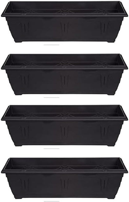 shopior Venetian Window Box Planter Pot– Durable Rectangle Plastic Outdoor Planters for Home & Garden | Planting Trough for Windows (Terracotta - Pack 6, 60cm - (Window Box))